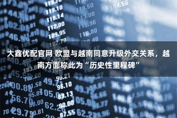 大鑫优配官网 欧盟与越南同意升级外交关系，越南方面称此为“历史性里程碑”